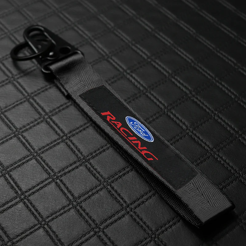 Ford Racing Black keychain with Metal Key Ring - Image 2