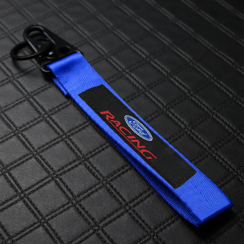 Ford Racing Blue Keychain with Metal Key Ring - Image 2