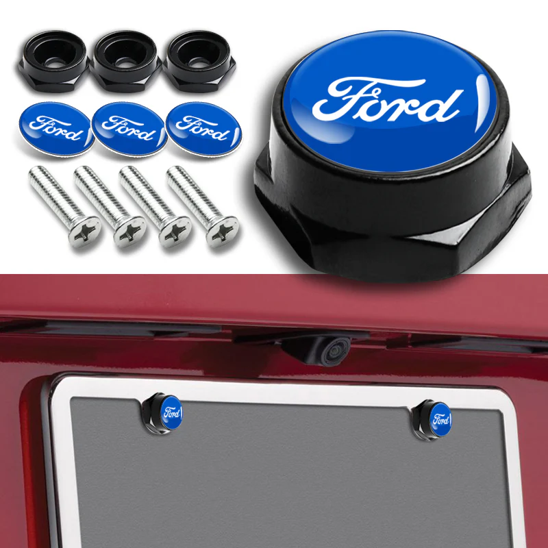FORD Racing Brand New Stainless Steel 2pcs Black License Plate Frame with Caps Bolt SET - Image 6