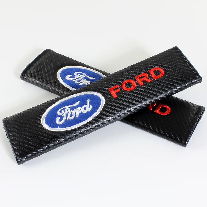 Ford Racing Carbon Fiber Center Armrest Cushion Pad Cover + Seat Belt Cover Set - Image 2