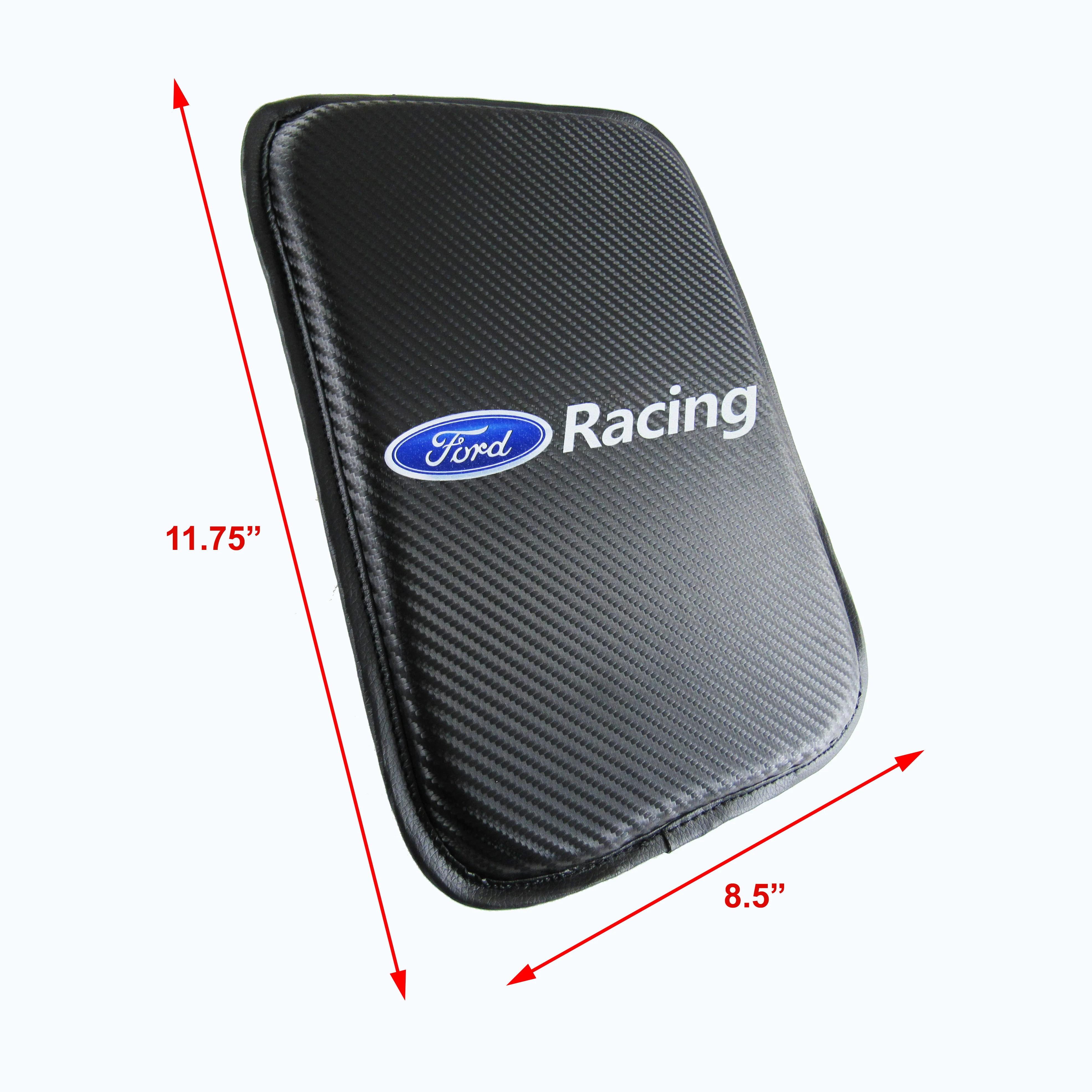 Ford Racing Carbon Fiber Center Armrest Cushion Pad Cover + Seat Belt Cover Set - Image 4