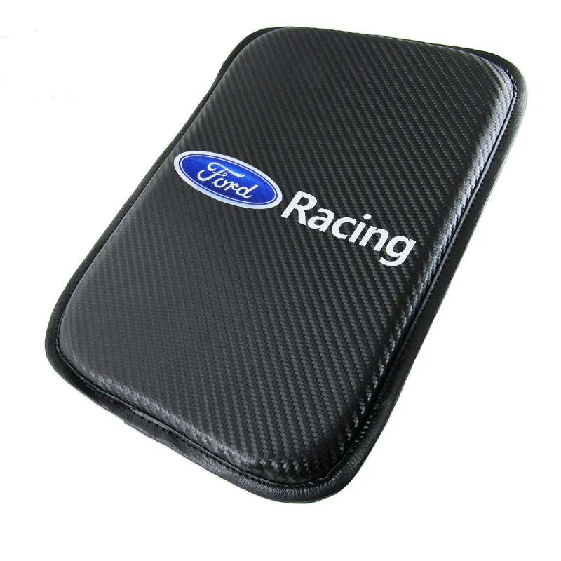 Ford Racing Carbon Fiber Look Car Center Console Armrest Cushion Mat Pad Cover with LED Coasters Combo Set - Image 2