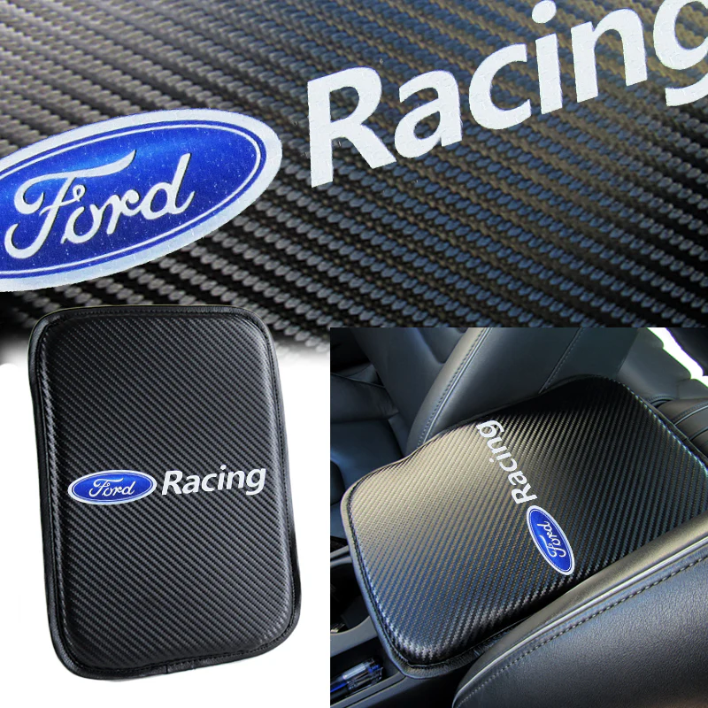 Ford Racing Carbon Fiber Look Car Center Console Armrest Cushion Mat Pad Cover with LED Coasters Combo Set - Image 9