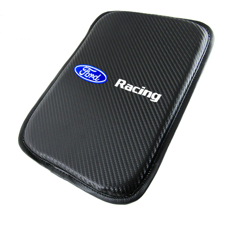FORD RACING Embroidered Armrest Cushion Center Console Cover Carbon Fiber Look Pad Mat - Image 2