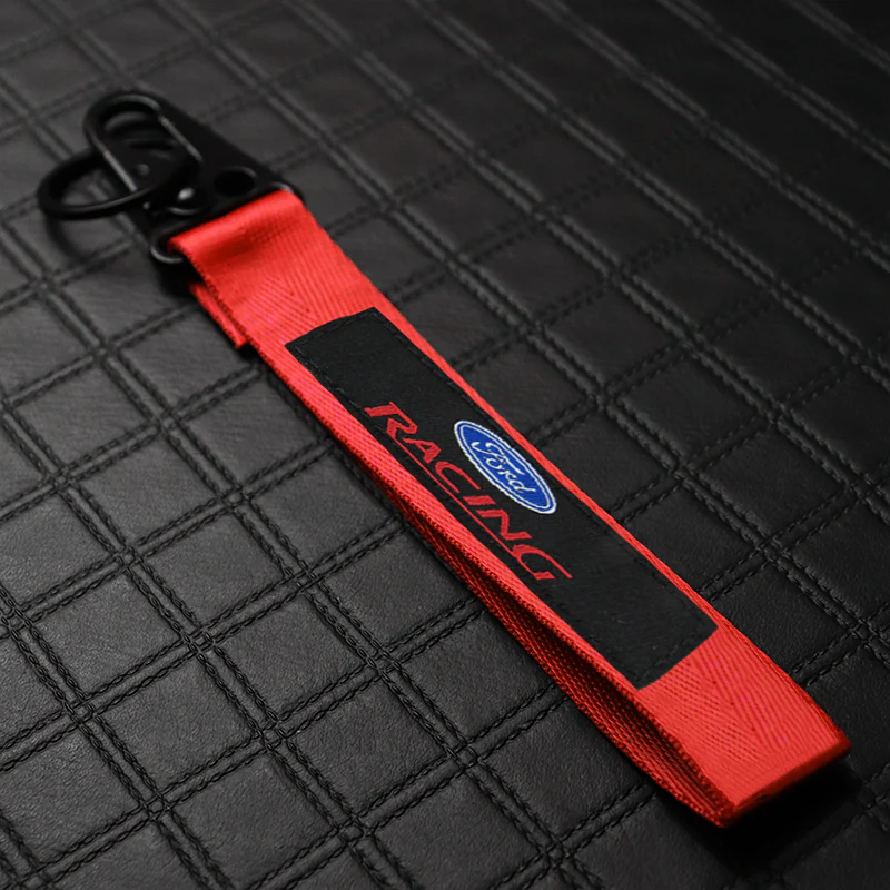 Ford Racing Red Keychain with Metal Key Ring - Image 2