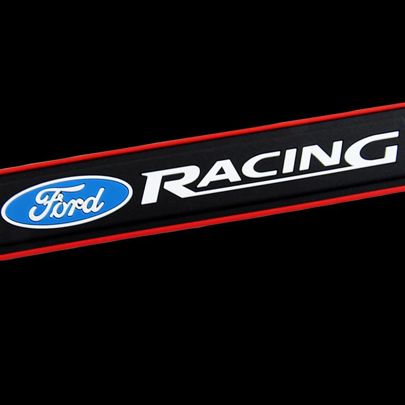 Ford Racing Set Car Door 4PCS Rubber Scuff Sill Panel Step Protector with Keychain Wheel Tire Valves Dust Stem Air Caps - Image 2
