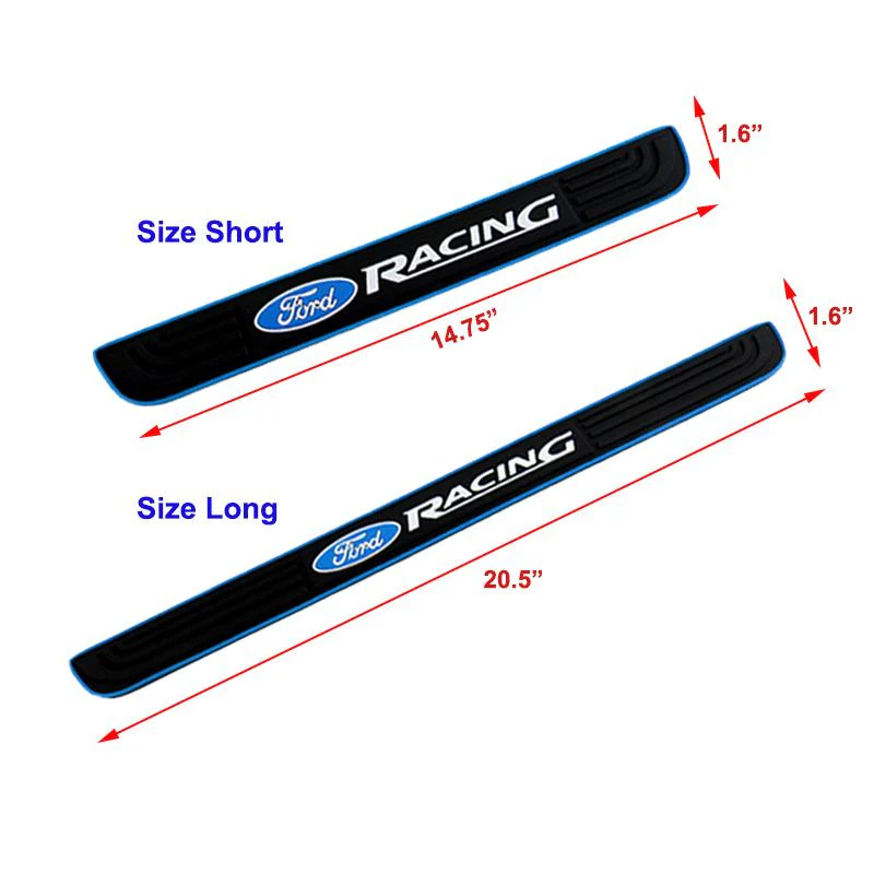 Ford Racing Set Car Door 4PCS Rubber Scuff Sill Panel Step Protector with Tire Wheel Valves Dust Stem Air Caps Keychain - Image 5