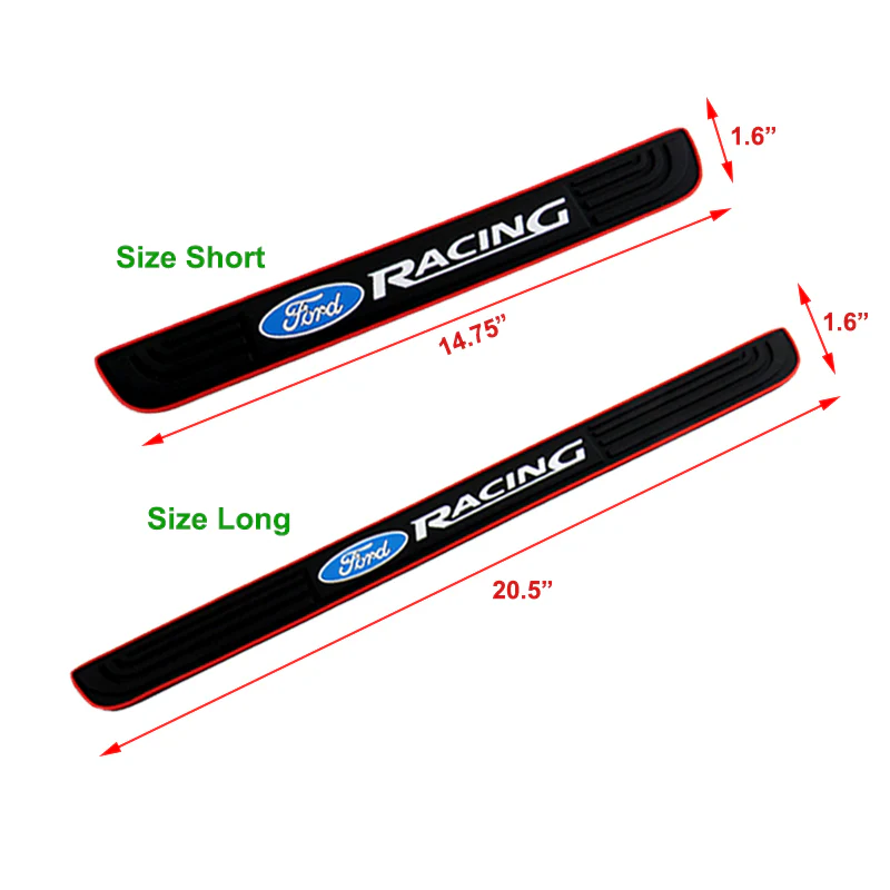 Ford Racing Set Car Door 4PCS Rubber Scuff Sill Panel Step Protector with Wheel Tire Valves Dust Stem Air Caps Keychain - Image 6