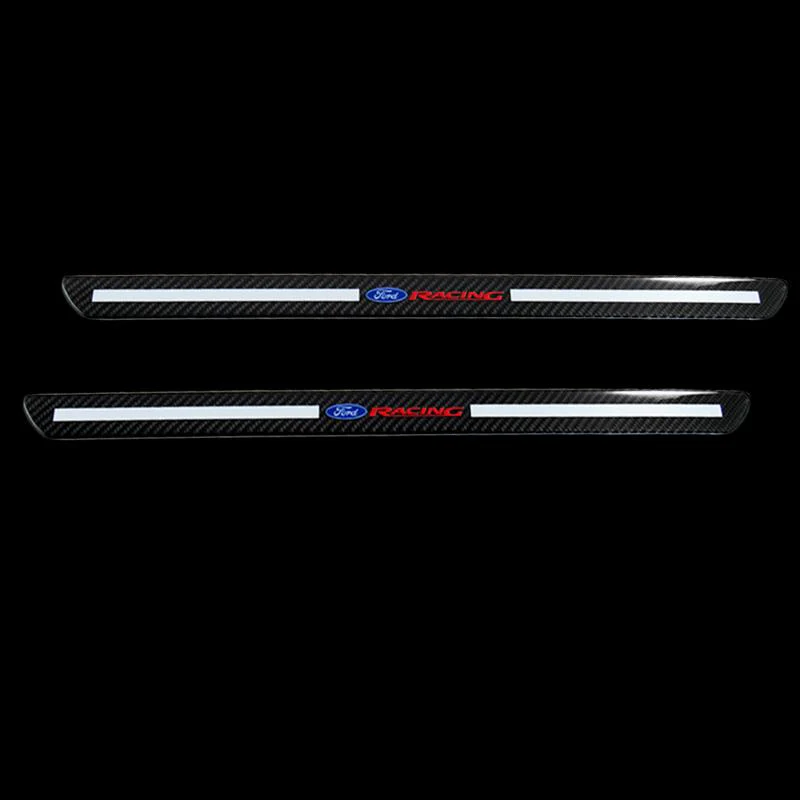 Ford Racing Set Carbon Car 2PCS Door Scuff Sill Panel Step Protector with Keychain Wheel Tire Valves Dust Stem Air Caps - Image 6