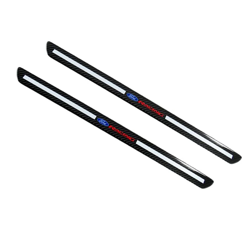 Ford Racing Set Carbon Car 2PCS Door Scuff Sill Panel Step Protector with Keychain Wheel Tire Valves Dust Stem Air Caps - Image 9
