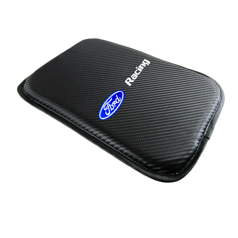 FORD RACING Set Embroidered Armrest Cushion with Seat Belt Cover Carbon Fiber Look Center Console Cover Pad Mat - Image 7