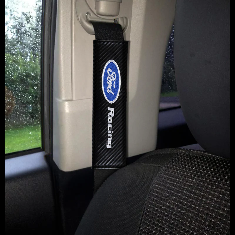 FORD RACING Set Embroidered Armrest Cushion with Seat Belt Cover Carbon Fiber Look Center Console Cover Pad Mat - Image 8