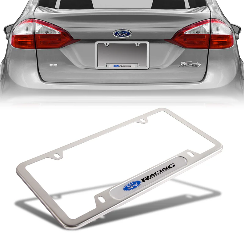 FORD Racing SET Stainless Steel 2pcs License Plate Frame with Caps Bolt Brand New - Image 7