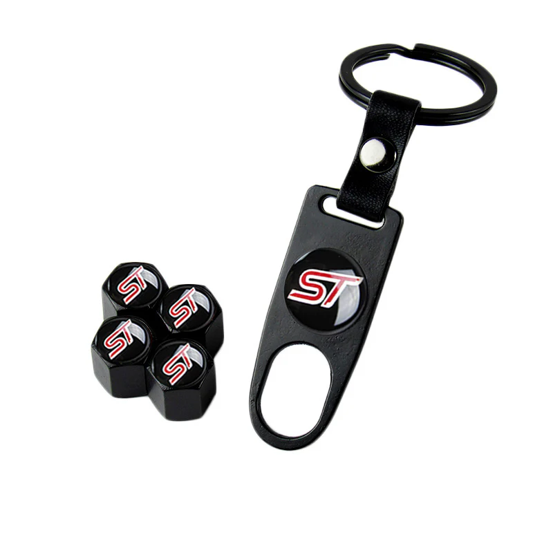 Ford Racing ST Set LOGO Emblems with Black Keychain Wheel Tire Valves Air Caps - US SELLER - Image 6