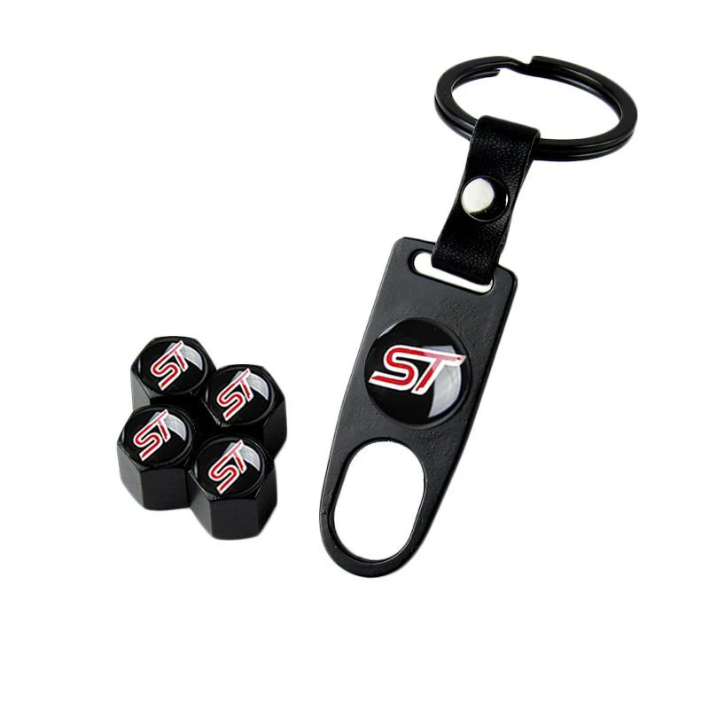 Ford Racing ST Set LOGO Emblems with Black Wheel Tire Valves Air Caps Keychain - US SELLER - Image 6