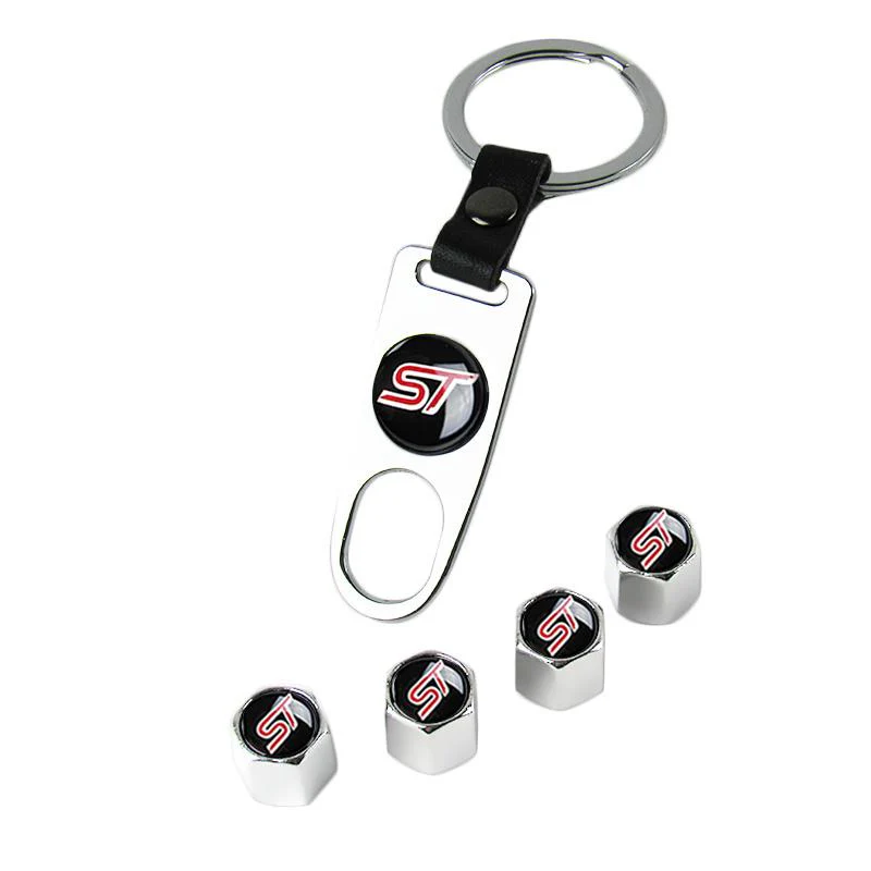 Ford Racing ST Set LOGO Emblems with Silver Keychain Tire Wheel Valves Air Caps - US SELLER - Image 6