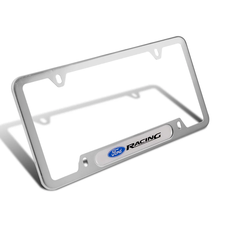 FORD Racing Stainless Steel 2pcs License Plate Frame with Caps Bolt Chrome Brand New SET - Image 3