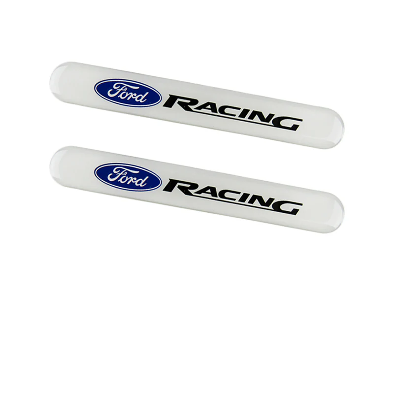 Ford Racing White Car Door Rear Trunk Side Fenders Bumper Badge Scratch Guard Sticker New 2 pcs - Image 2