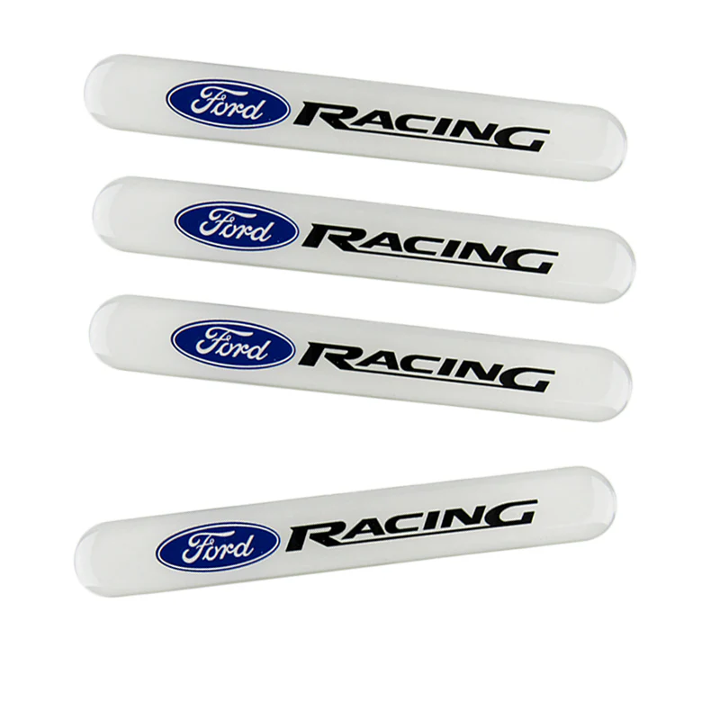 Ford Racing White Car Door Rear Trunk Side Fenders Bumper Badge Scratch Guard Sticker New 2 pcs - Image 3