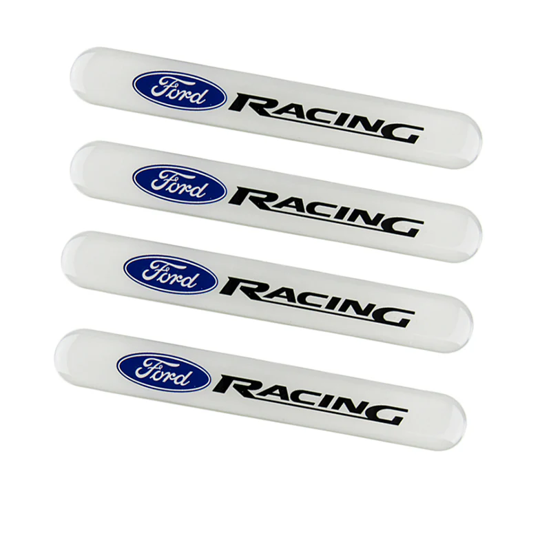 Ford Racing White Car Door Rear Trunk Side Fenders Bumper Badge Scratch Guard Sticker New 4 pcs - Image 4