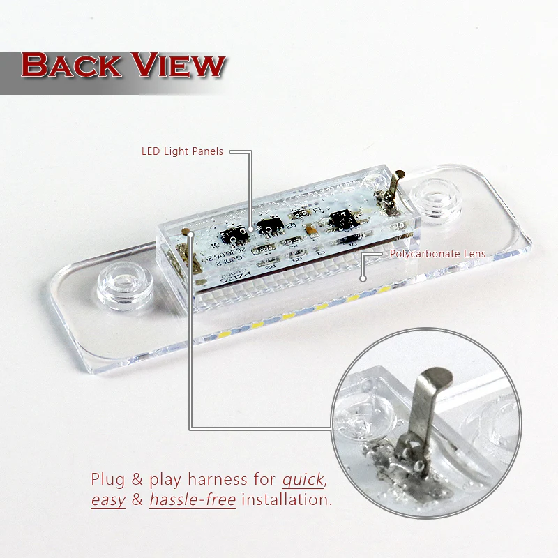 Ford Set For 06-20 Ford Fusion/03-19 Fiesta MK5 Xenon White LED 6000K License Plate Light with Screw Bolt Caps - Image 4