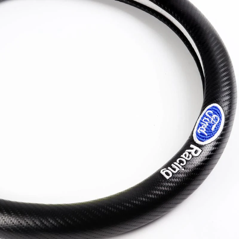 Ford Set of Car 15" Steering Wheel Cover Carbon Fiber Style Leather Ford Racing with Seat Belt Covers - Image 2