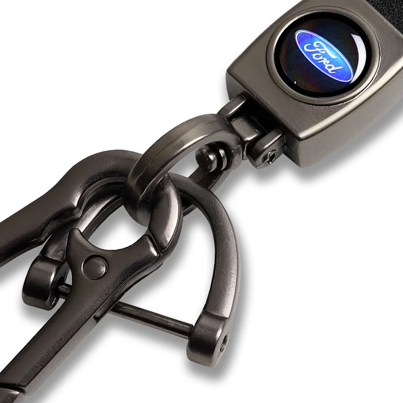 FORD Universal Black 3D Logo Leather Metal Gift Decor Quick Release Lanyard Keychain FORD Racing - Image 4
