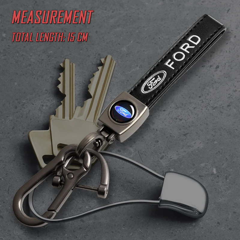 FORD Universal Black 3D Logo Leather Metal Gift Decor Quick Release Lanyard Keychain FORD Racing - Image 5