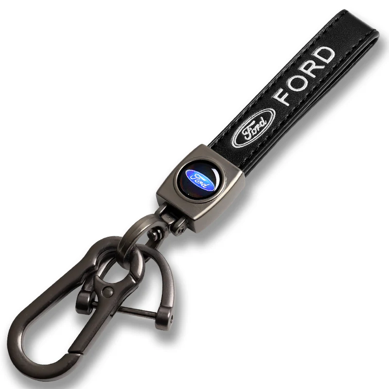 FORD Universal Black 3D Logo Leather Metal Gift Decor Quick Release Lanyard Keychain FORD Racing - Image 7