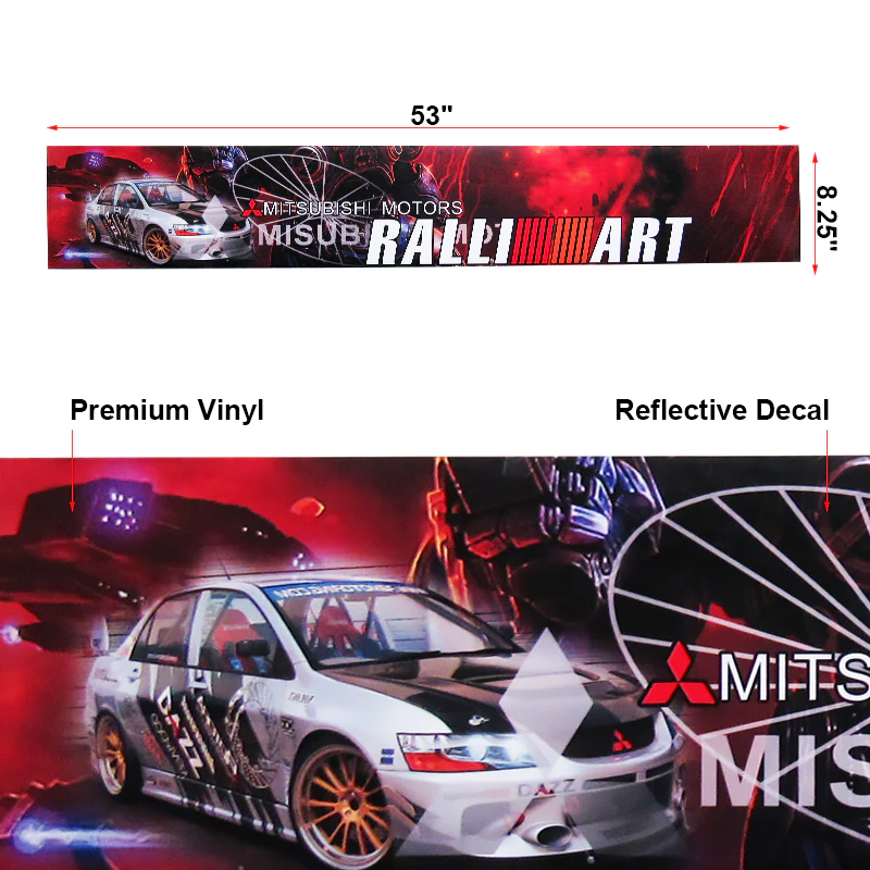 Front Window Windshield Vinyl Banner Decal Sticker For Mitsubishi EVO RALLIART - Image 2
