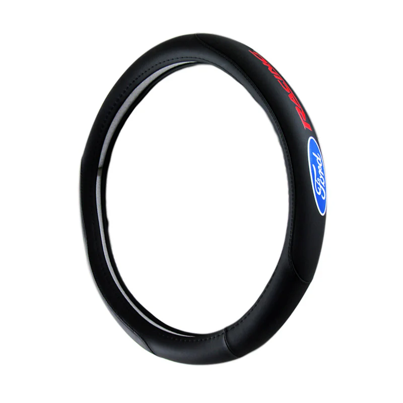 Genuine Leather For FORD Racing Black 15" Diameter Car Auto Steering Wheel Cover X1 - Image 7