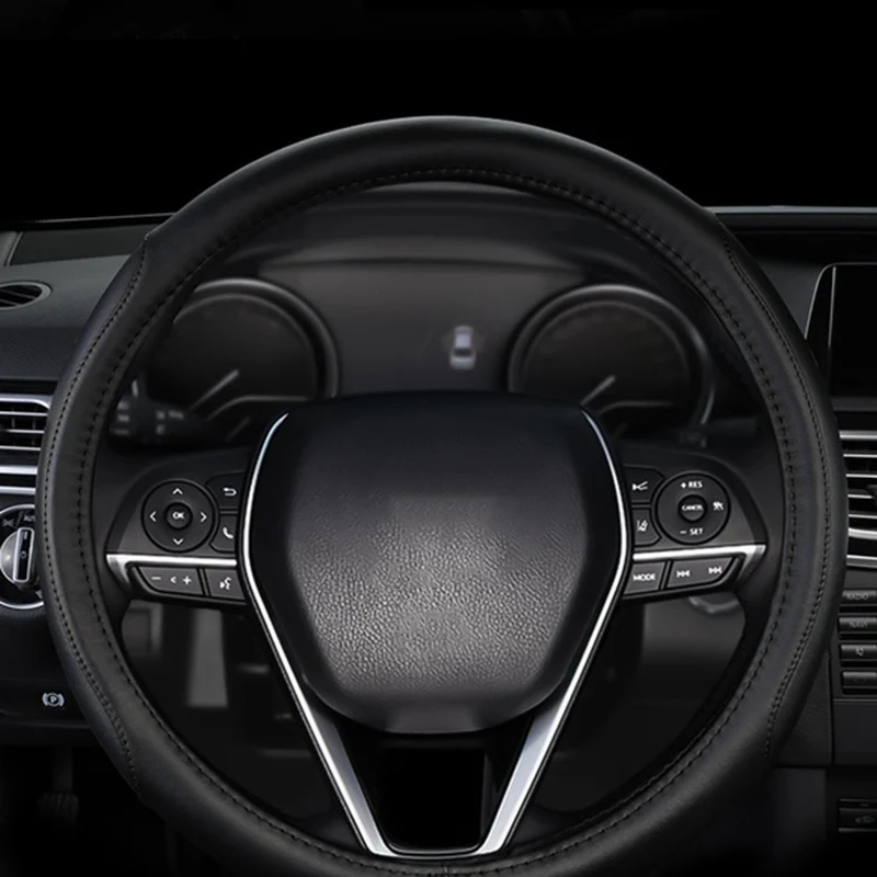 Genuine Leather For HONDA Black 15" Diameter Car Auto Steering Wheel Cover X1 - Image 6
