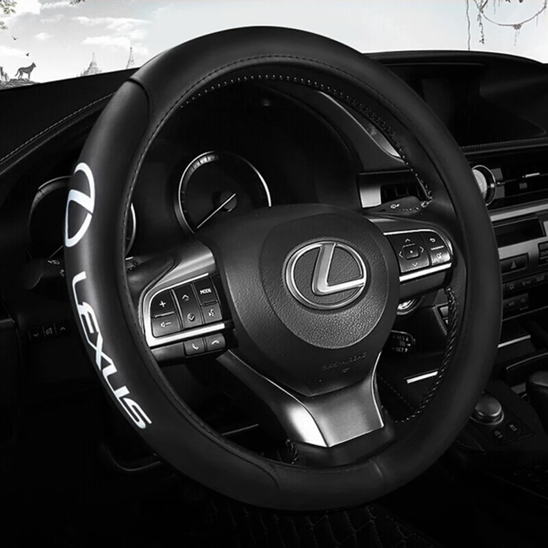 Genuine Leather For LEXUS IS300 LS460 IS350 Black 15" Diameter Car Auto Steering Wheel Cover X1 - Image 2