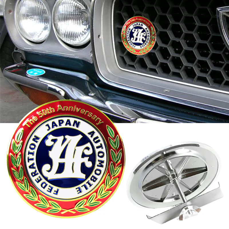 JAF Japan Automobile Federation 50th Anniversary JDM Logo Emblem Badge + 2 Alternative Decal Stickers For Toyota Front Grille - Image 4