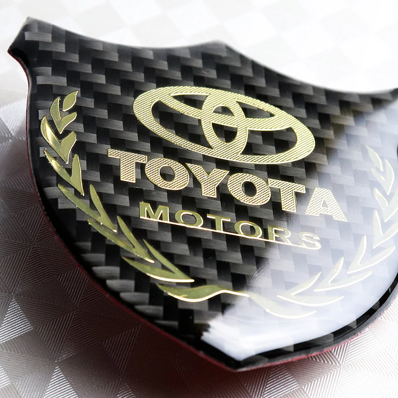 Toyota Gold 3D Carbon Fiber Emblem Sticker x2 - Image 2