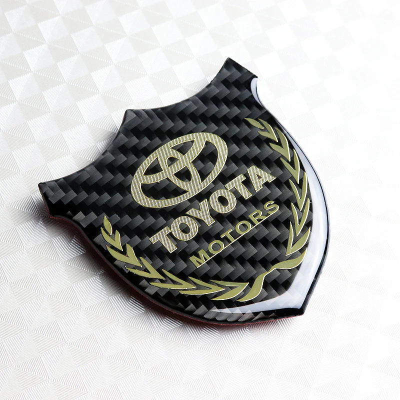 Toyota Gold 3D Carbon Fiber Emblem Sticker x2 - Image 3