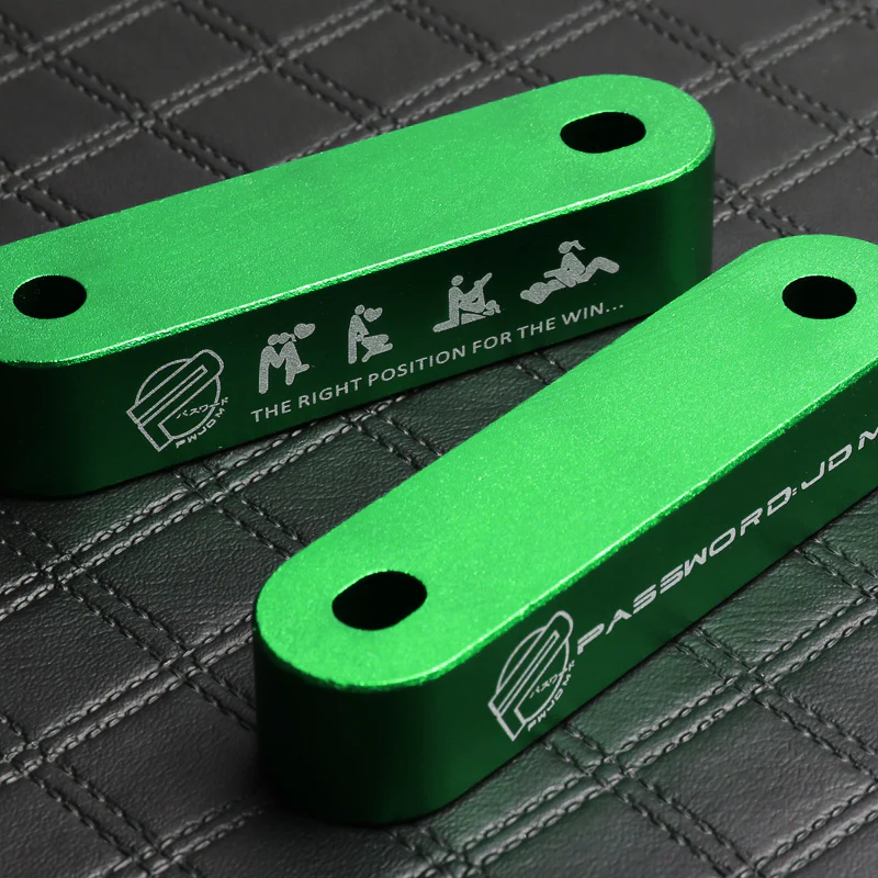 Green Combo Password JDM Hood Vent Spacer Risers with Keychain For 90-01 Integra 88-15 Civic - Image 2