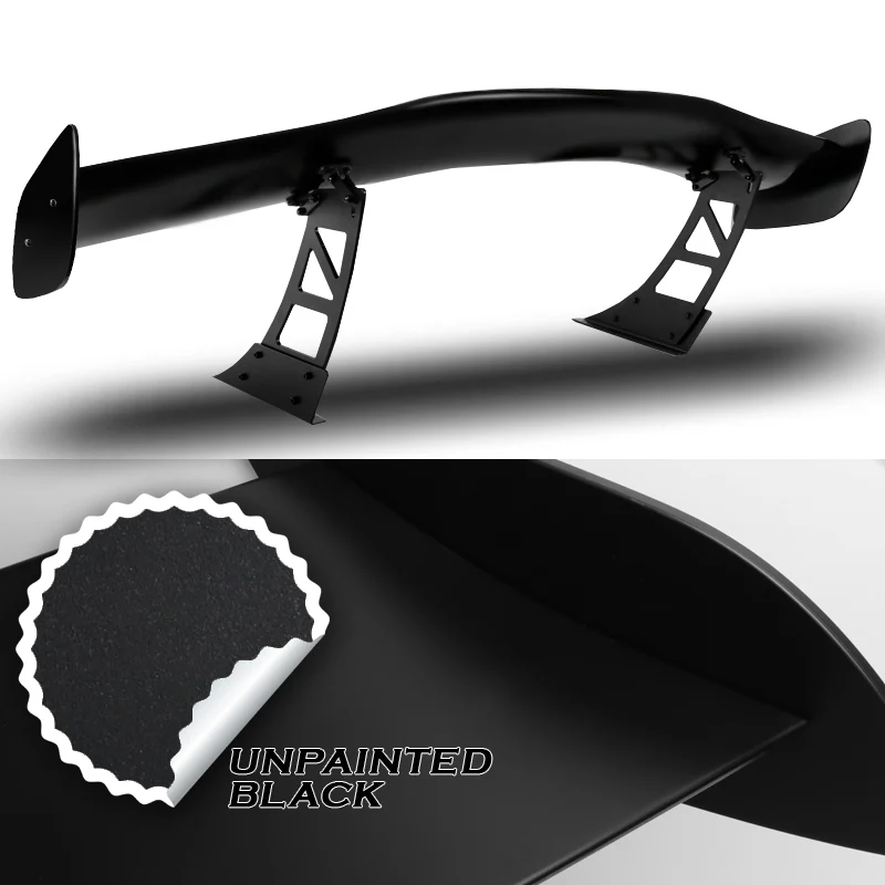 GT1-Style Down Force Racing Rear Trunk Lip Universal Spoiler Wing 57" -ABS Unpainted Matte Black - Image 2