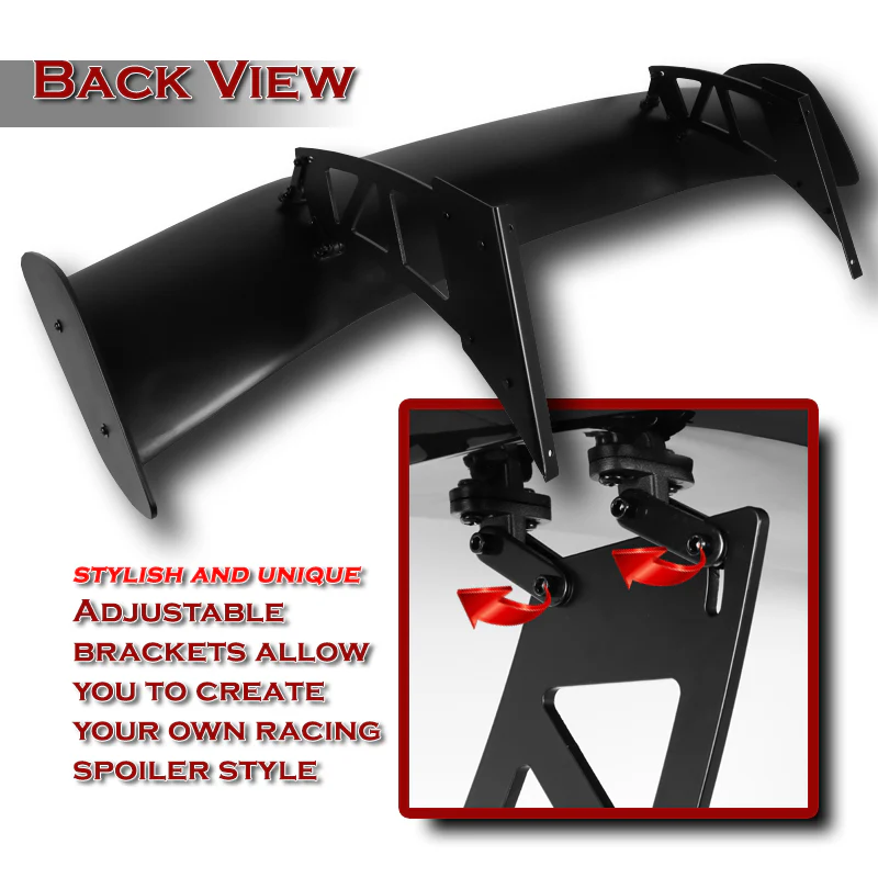 GT1-Style Down Force Racing Rear Trunk Lip Universal Spoiler Wing 57" -ABS Unpainted Matte Black - Image 4