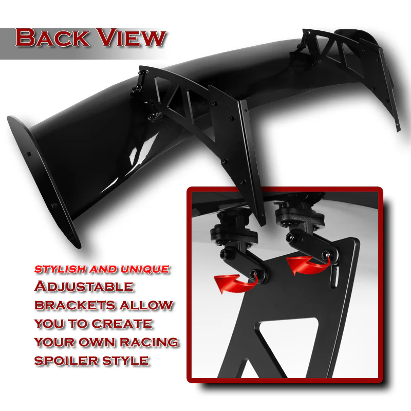 GT1-Style Down Force Racing Rear Trunk Lip Universal Spoiler Wing 57" -ABS Painted Black - Image 4
