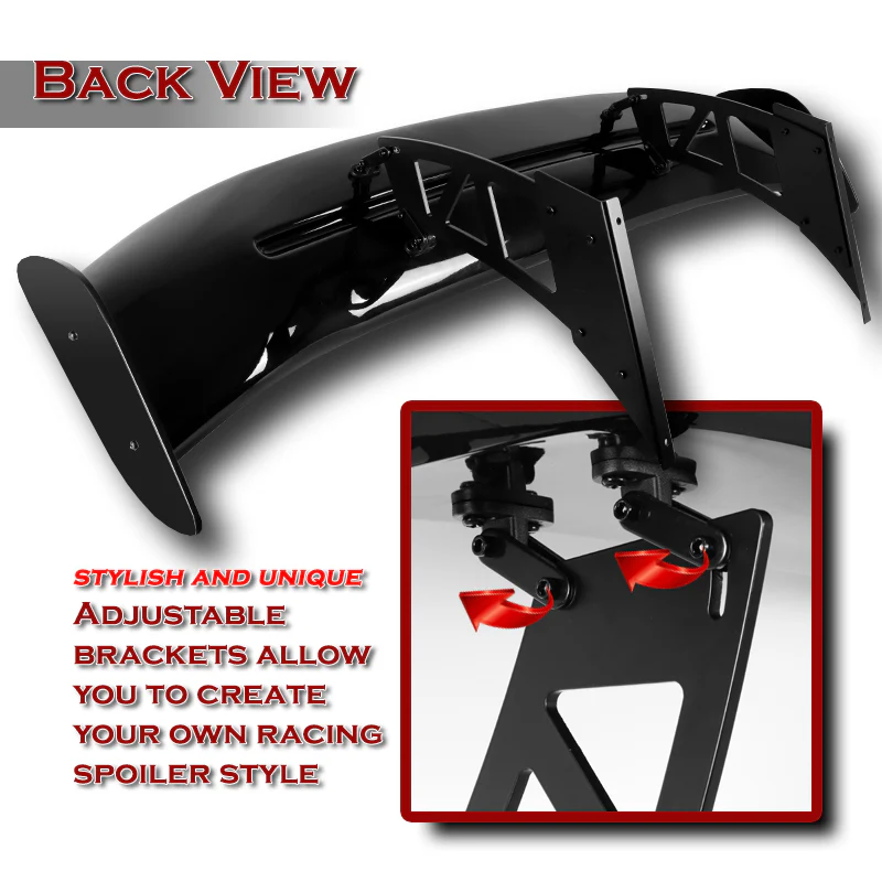 GT2-Style Down Force Racing Rear Trunk Lip Universal Spoiler Wing 57" -ABS Painted Black - Image 4
