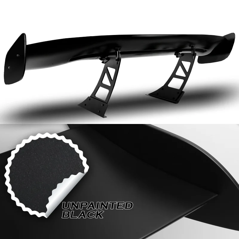 GT2-Style Down Force Racing Rear Trunk Lip Universal Spoiler Wing 57" -ABS Unpainted Matte Black - Image 2