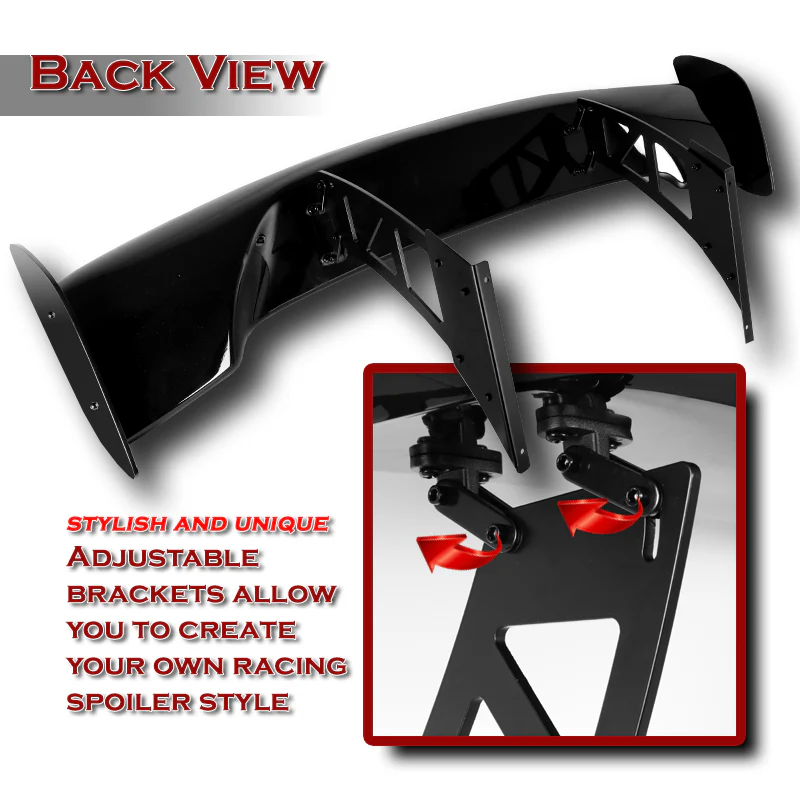 GT3-Style Down Force Racing Rear Trunk Lip Universal Spoiler Wing 57" -ABS Painted Black - Image 4