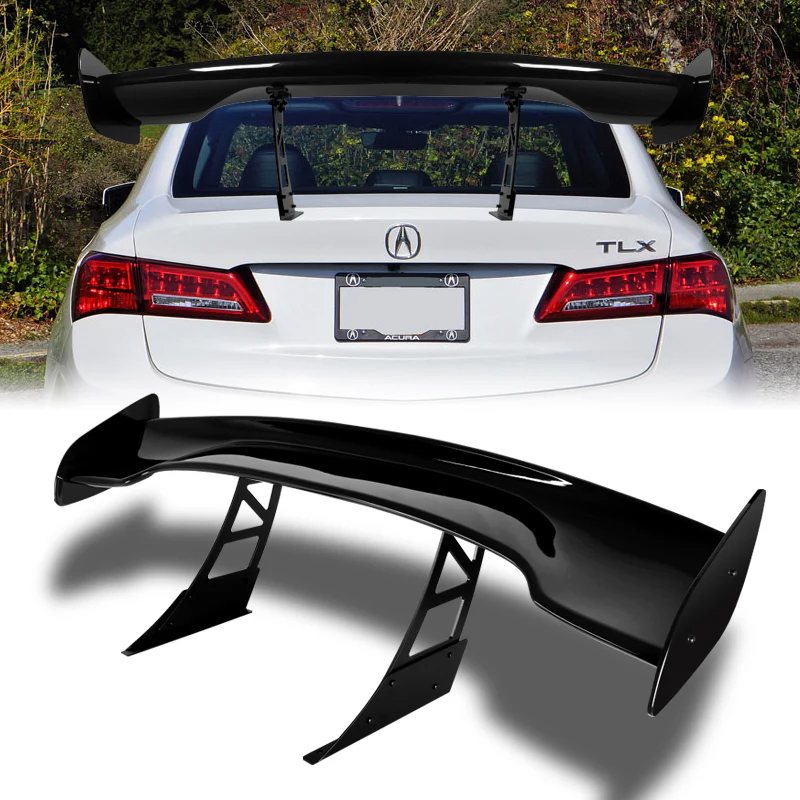 GT3-Style Down Force Racing Rear Trunk Lip Universal Spoiler Wing 57" -ABS Painted Black - Image 5