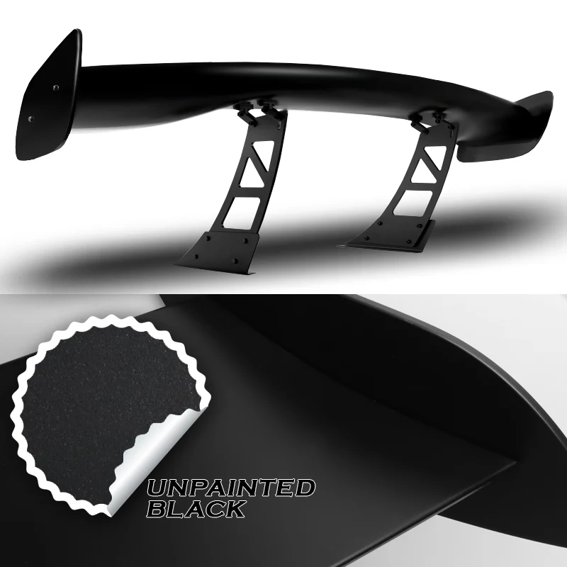 GT3-Style Down Force Racing Rear Trunk Lip Universal Spoiler Wing 57" -ABS Unpainted Matte Black - Image 2