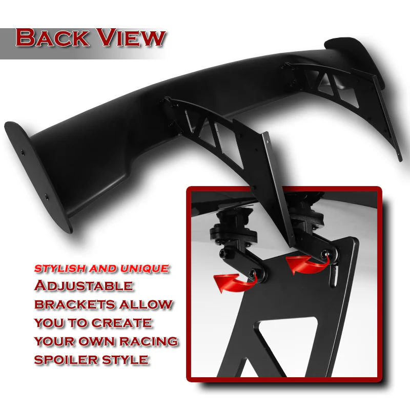 GT3-Style Down Force Racing Rear Trunk Lip Universal Spoiler Wing 57" -ABS Unpainted Matte Black - Image 4