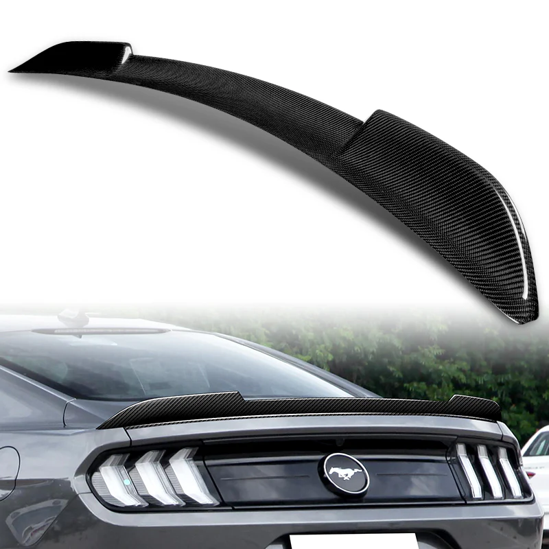 H-Style Rear Trunk Lip Spoiler Wing For 2015-2022 Ford Mustang Coupe 2-DR -Real Carbon Fiber - Image 6
