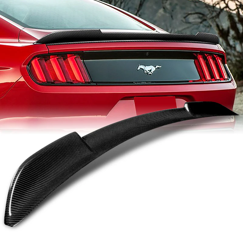 H-Style Rear Trunk Lip Spoiler Wing For 2015-2022 Ford Mustang Coupe 2-DR -Real Carbon Fiber - Image 7