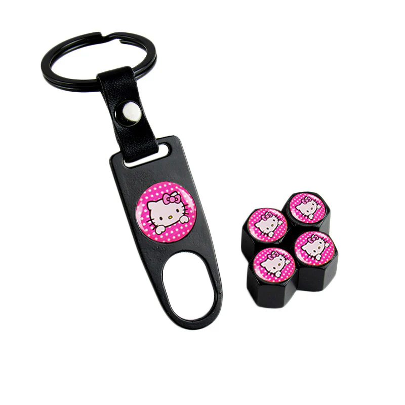 Hello Kitty Car Wheel Tire Valves Dust Stem Air Caps Keychain Emblem KEY FOB Set - US SELLER - Image 5