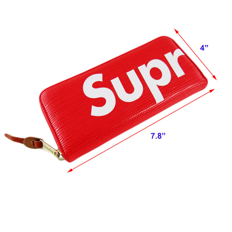 High Quality Leather Supreme3M Wallet - Red - Image 4